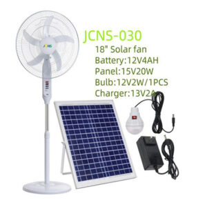 JCNS 18 Inches Solar Rechargeable Standing Fan with Panel and Inbuilt Battery